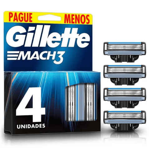 Refil para Barbear Gillette Mach3 com 4 unidades